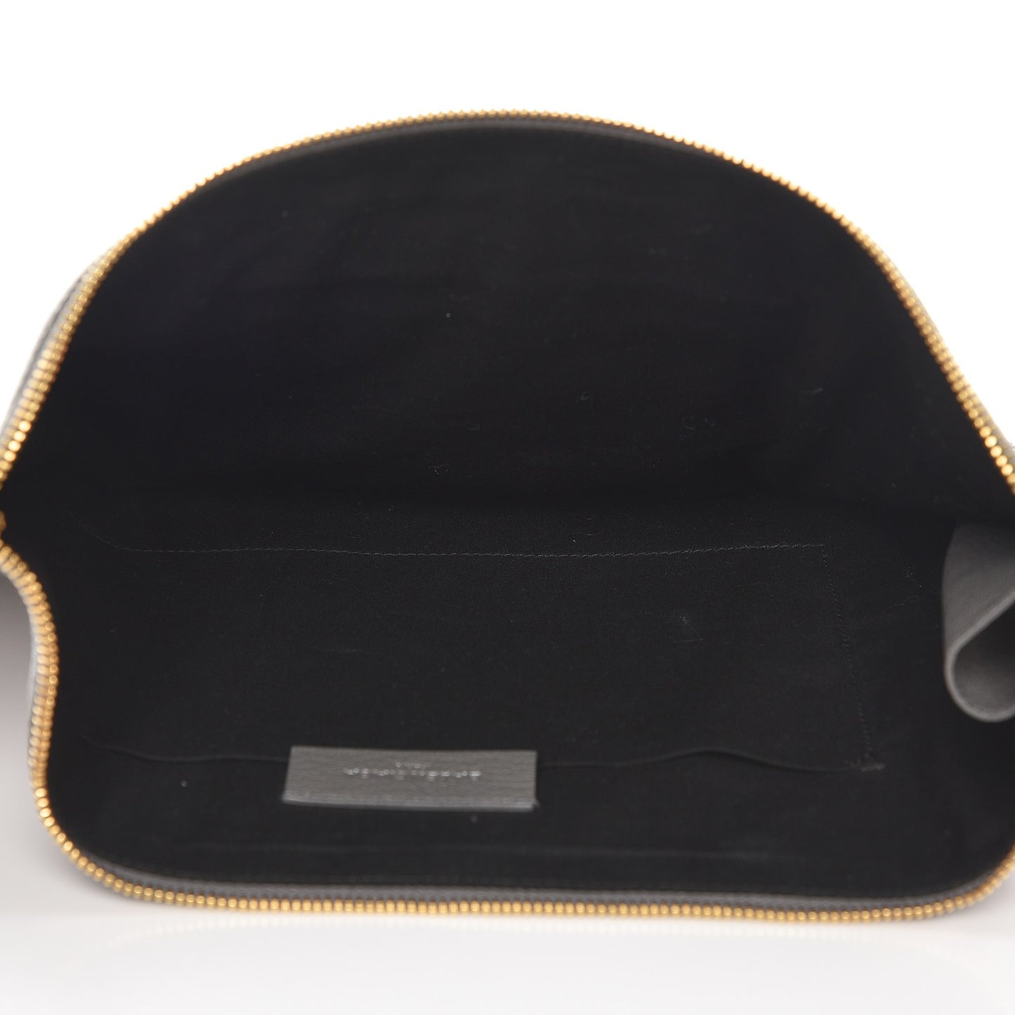 Chevre Gold Metallic Edge Hardware Pouch Gris Acier