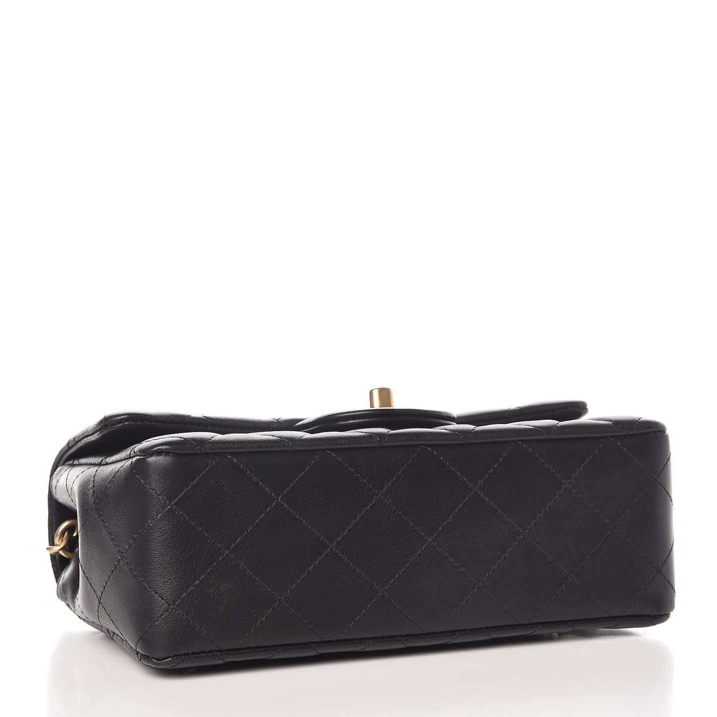 Lambskin Quilted Mini Rectangular Flap Black