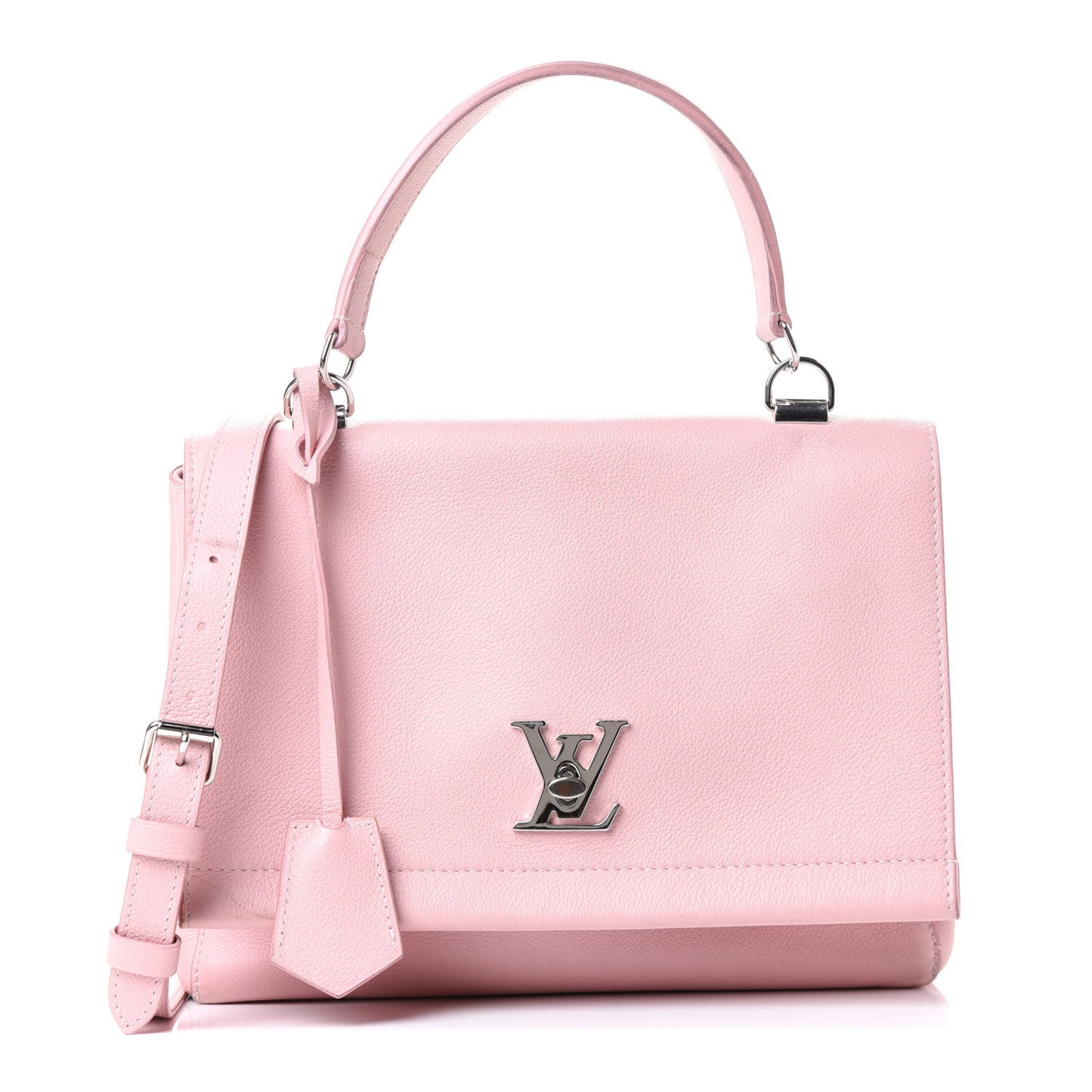Soft Calfskin Lockme II Top Handle Rose Ballerine