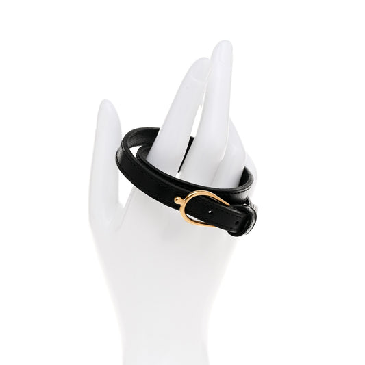 Leather Lucky Bone Double Wrap Bracelet Black