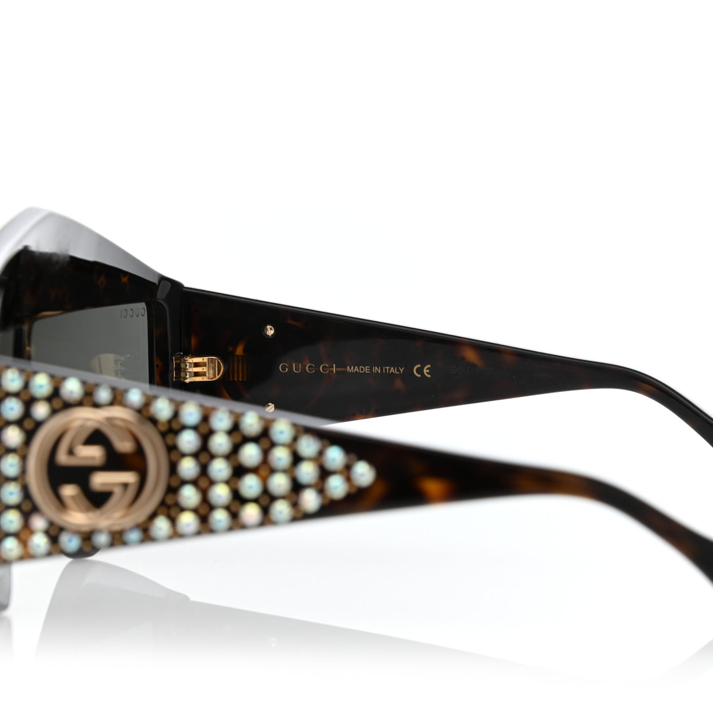 Crystal Rectangular Frame Sunglasses GG0357S Tortoiseshell