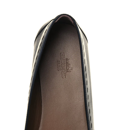Hermes Calfskin Ovale Moccasin Loafers 38.5 Black 7 of 10