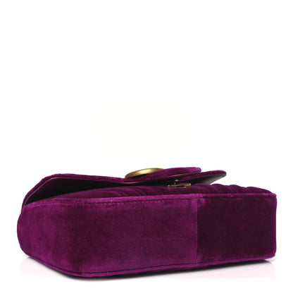 Gucci Velvet Matelasse Mini GG Marmont Shoulder Bag Fuchsia Violet Cyclamen 4 of 10