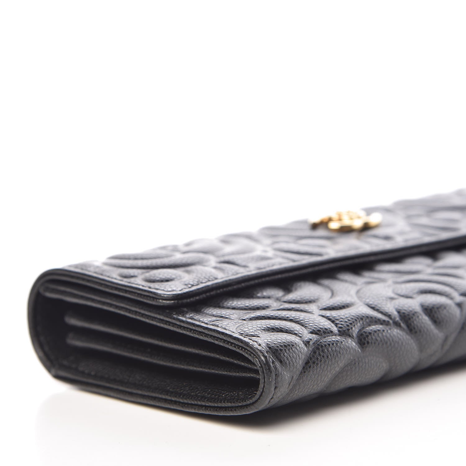 Chanel Caviar Camellia Embossed Flap Wallet Black 9 of 11