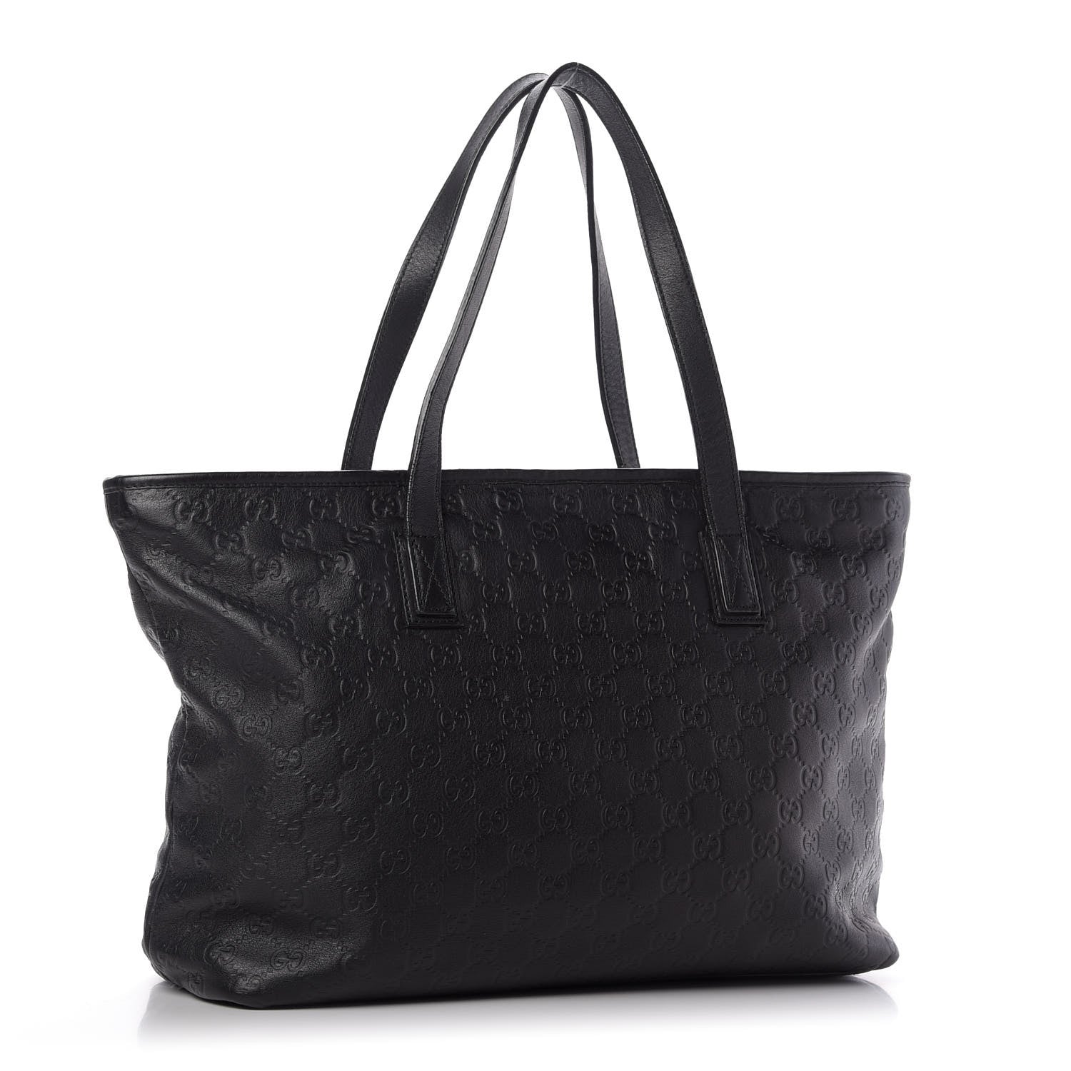 Gucci Guccissima Medium Zippered Shopping Tote Black 3 of 9