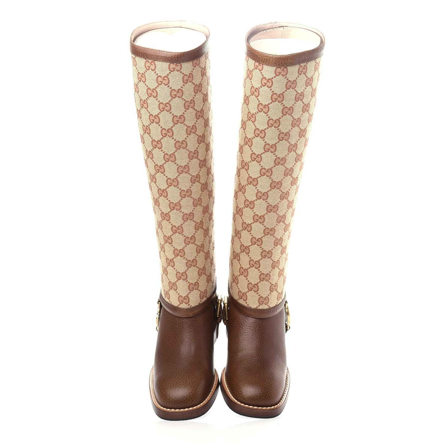 GG Monogram Calfskin Lola Tall Boots 35.5 Beige Ruggine