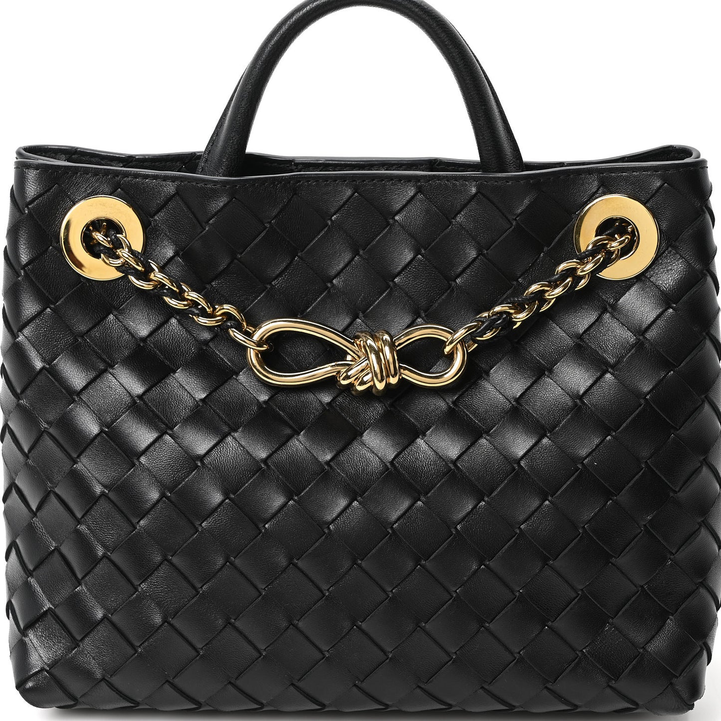 Nappa Intrecciato Small Andiamo With Chain Shoulder Bag Black