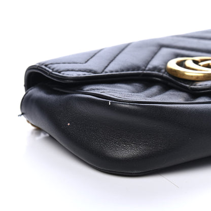 Gucci Calfskin Matelasse Super Mini GG Marmont Shoulder Bag Black 7 of 8