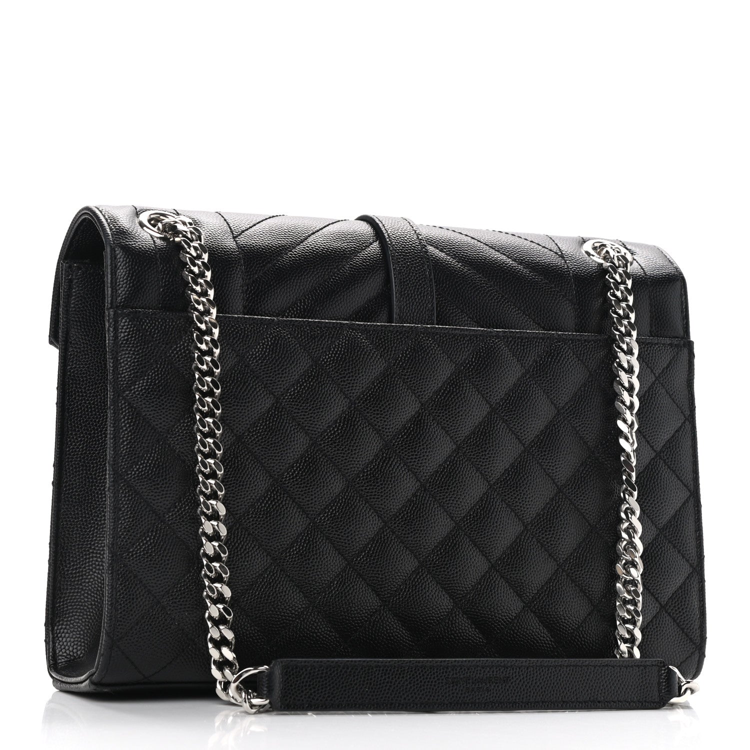 Saint Laurent Grain De Poudre Textured Mixed Matelasse Triquilt Medium Monogram Satchel Black 2 of 9