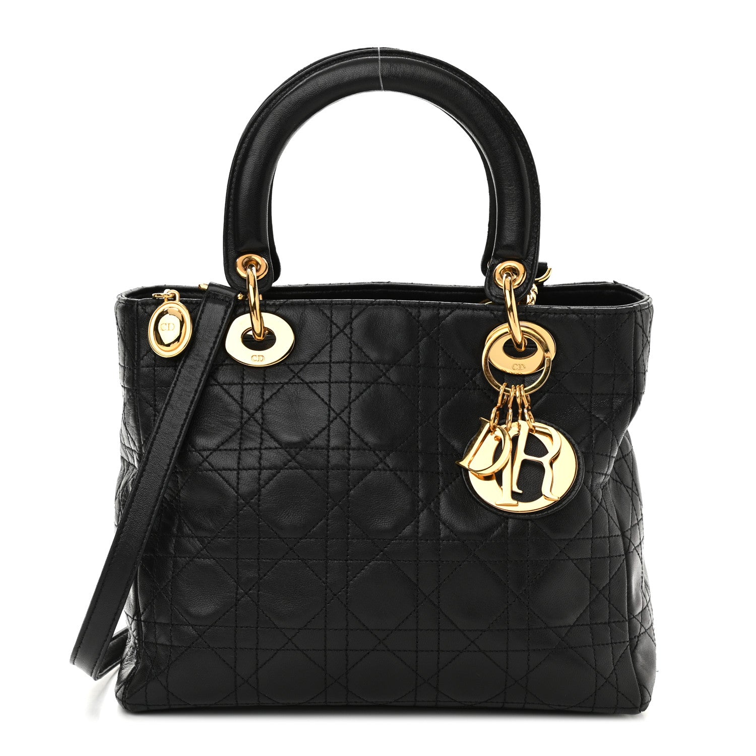 Christian Dior Lambskin Cannage Medium Lady Dior Black 1 of 10
