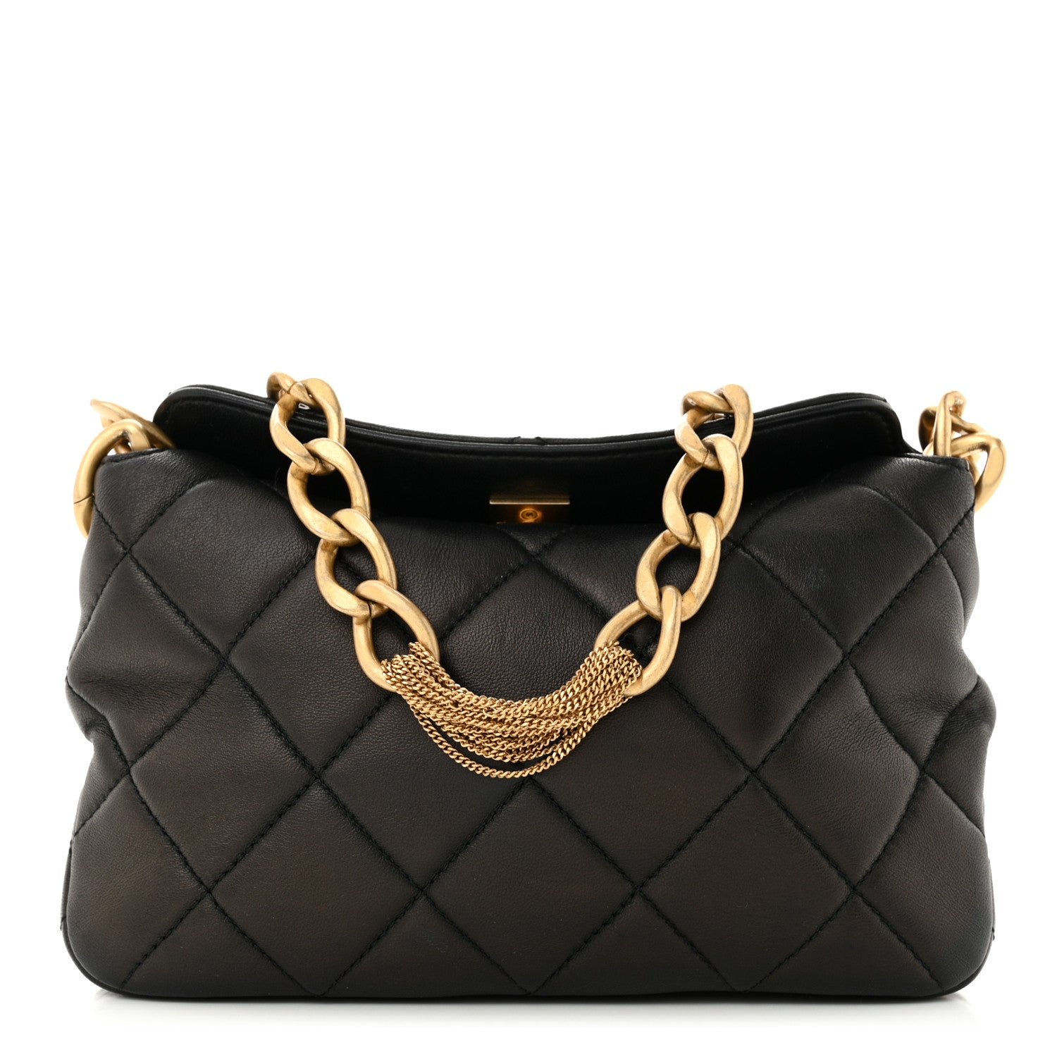 Chanel Lambskin Quilted Small CC Chain Hobo Black 1 of 10