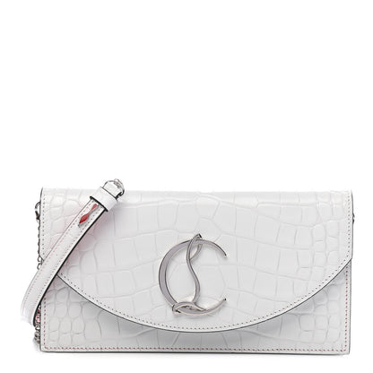 Christian Louboutin Calfskin Alligator Embossed Elisa Baguette Bianco 1 of 9