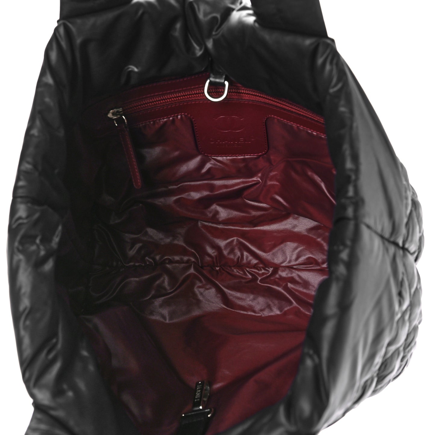 Nylon Quilted Small Coco Cocoon Reversible Tote Black