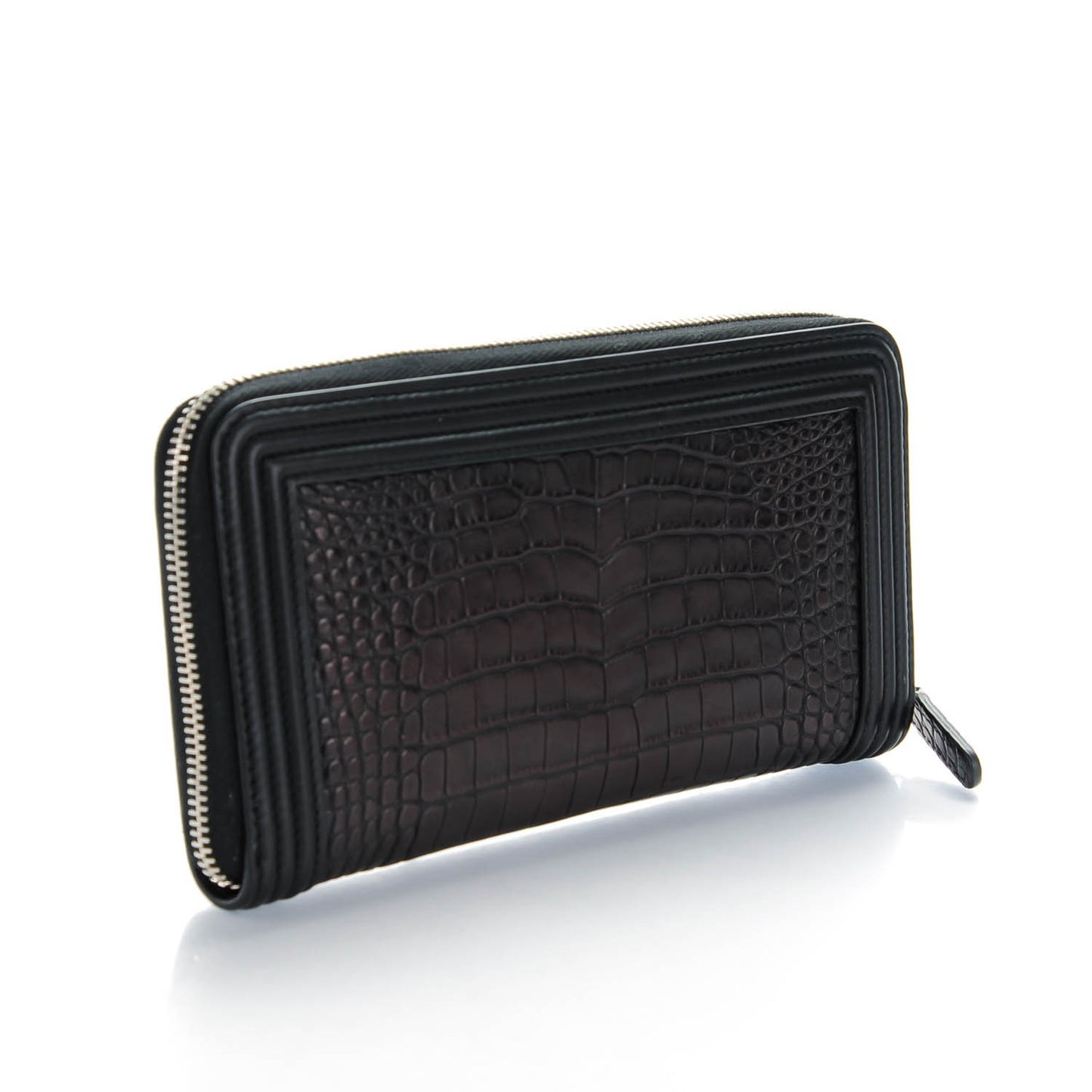 Alligator Boy Zip Around Wallet Black