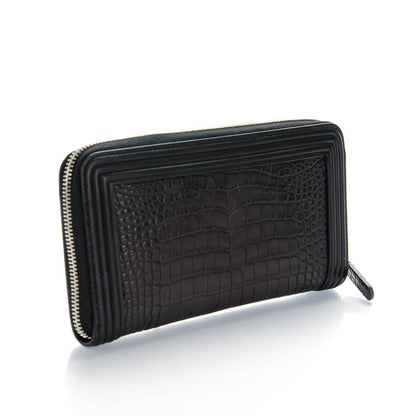Chanel Alligator Boy Zip Around Wallet Black 3 of 8