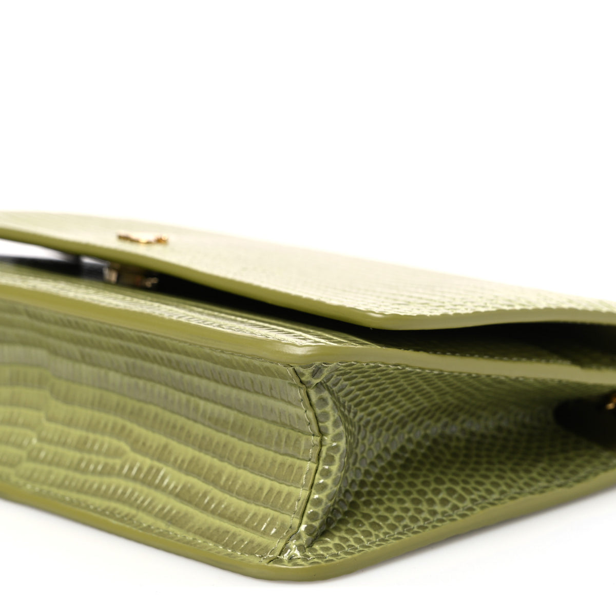 Chanel Calfskin Lizard Embossed Wallet On Chain WOC Green 11 of 12