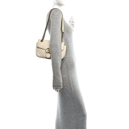 Gucci Calfskin Matelasse Small GG Marmont Shoulder Bag White 2 of 10