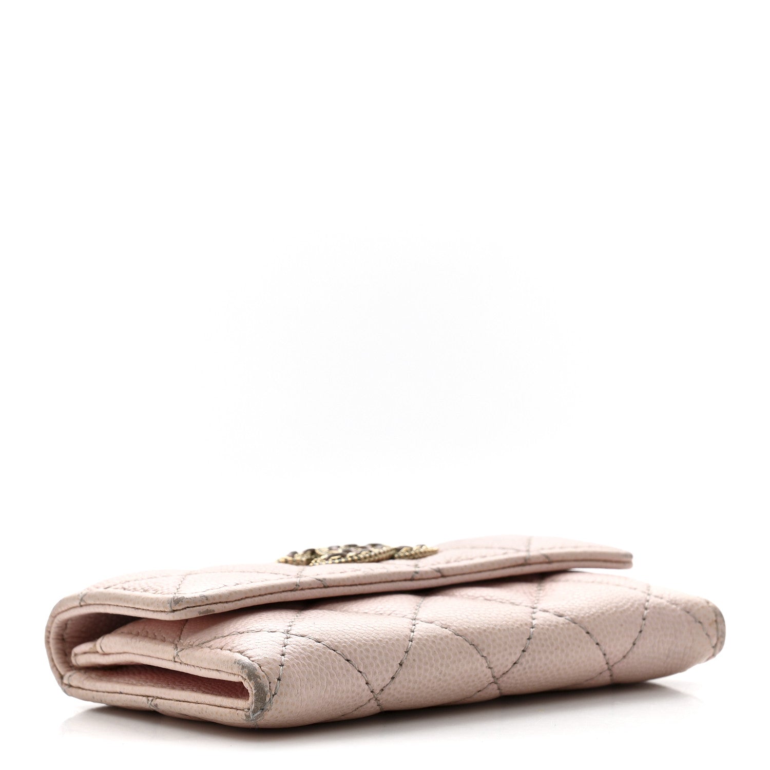 Chanel Caviar Quilted Crystal CC Flap Card Holder Pink 4 of 13
