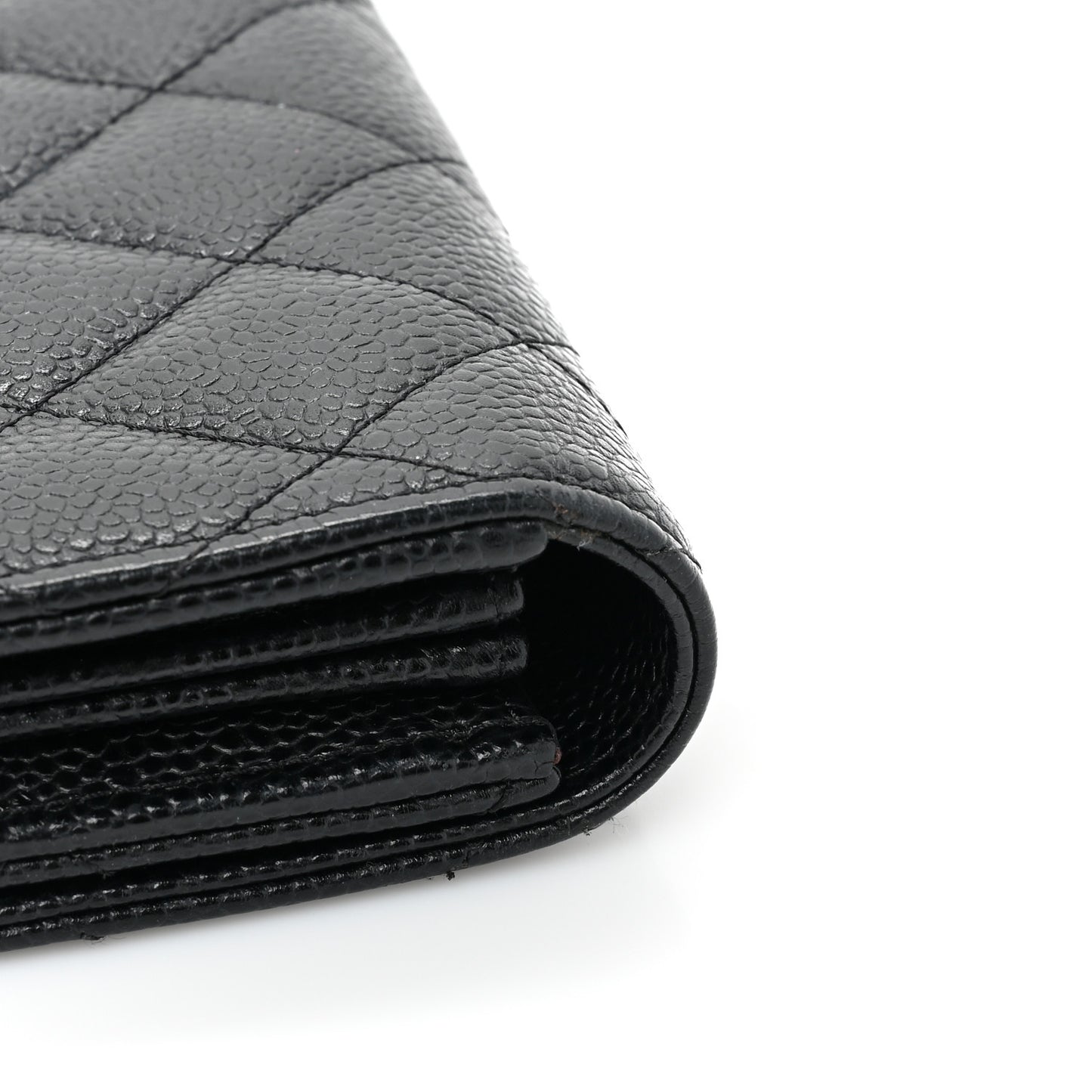 Caviar Quilted Large Gusset Flap Wallet Black