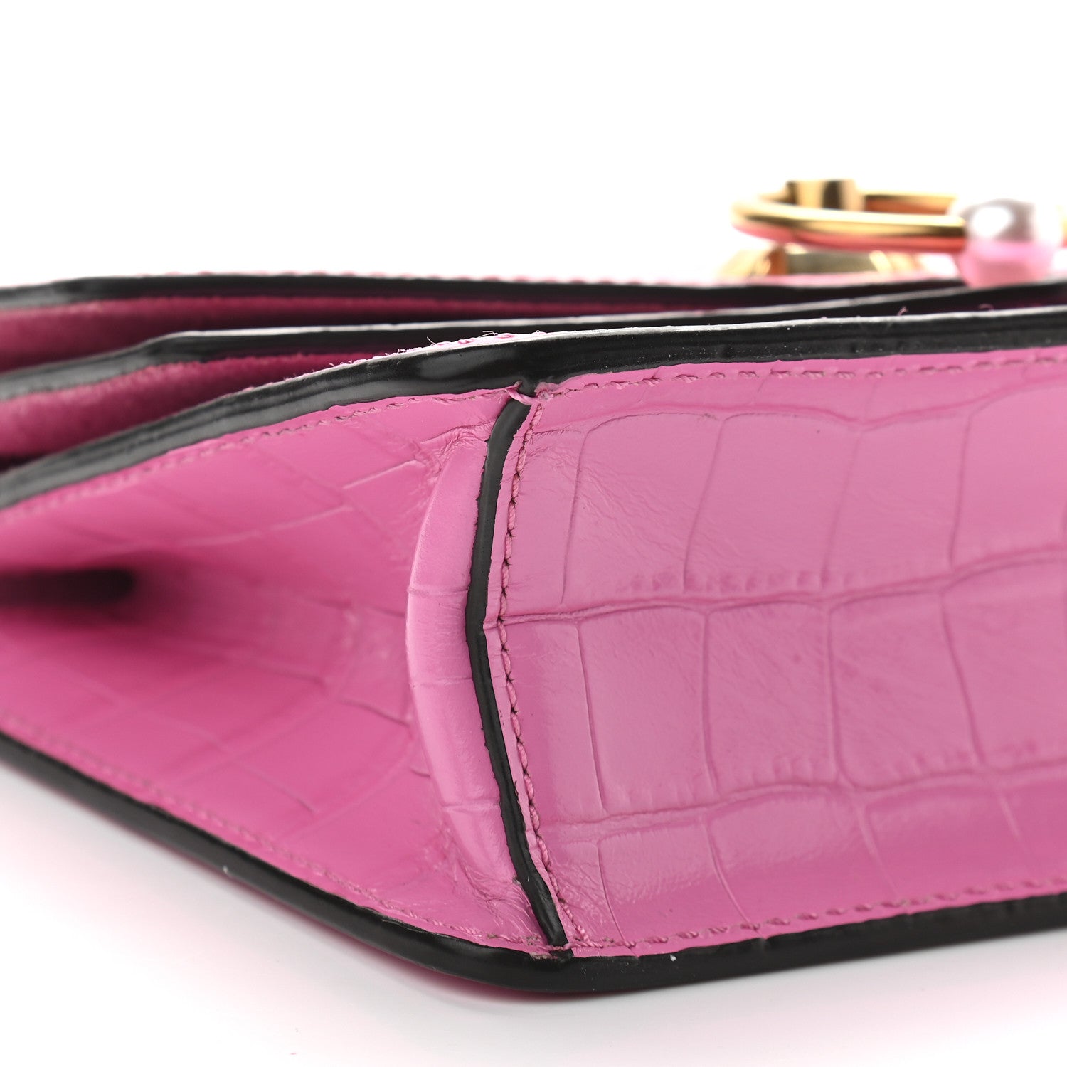 Mulberry Calfskin Crocodile Embossed Small Harlow Satchel Raspberry Pink 7 of 8