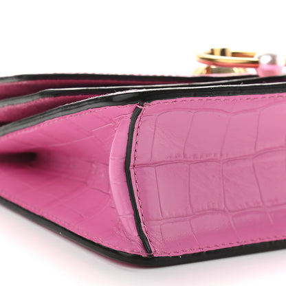 Mulberry Calfskin Crocodile Embossed Small Harlow Satchel Raspberry Pink 7 of 8