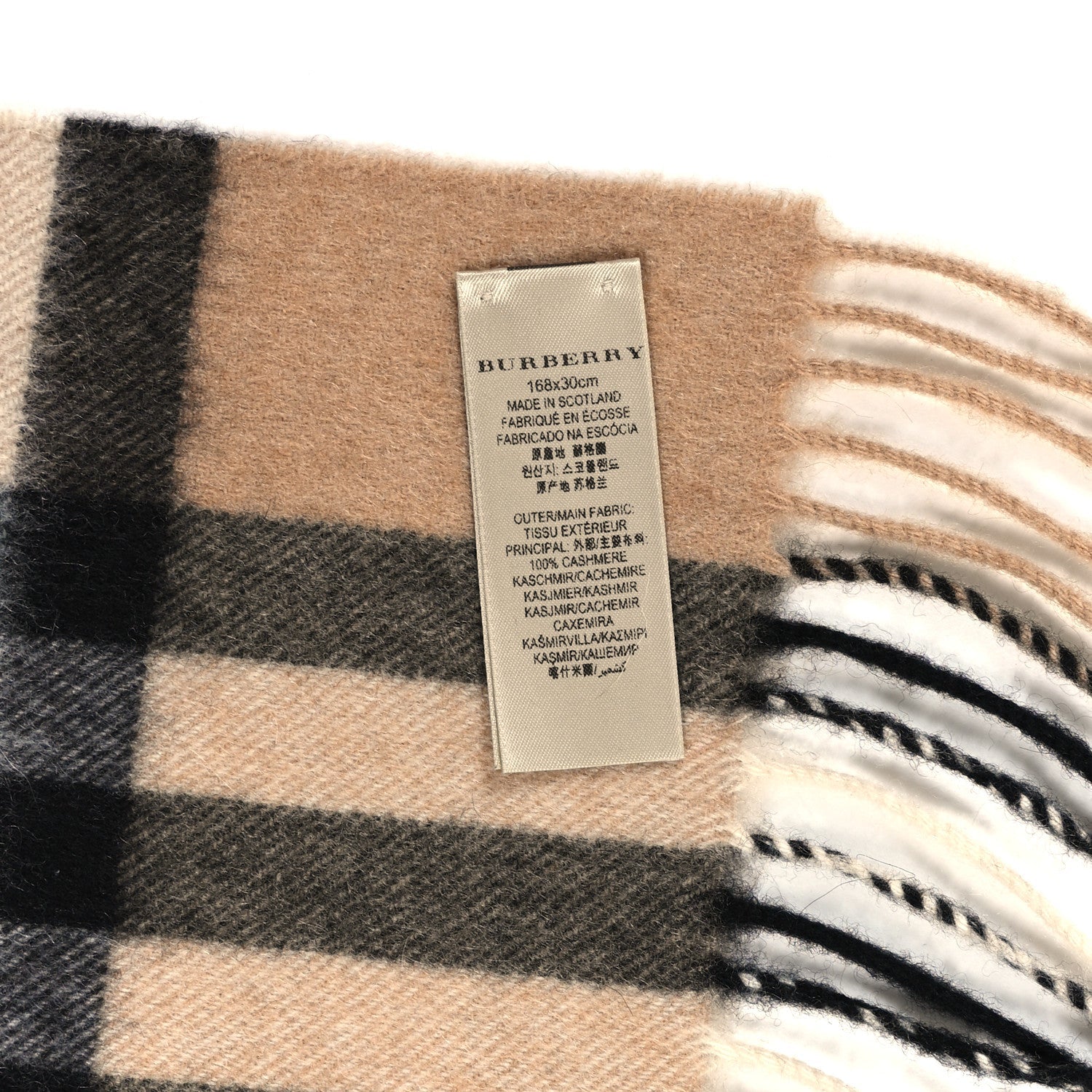 Burberry Cashmere Giant Check Fringe Scarf Archive Beige 4 of 4