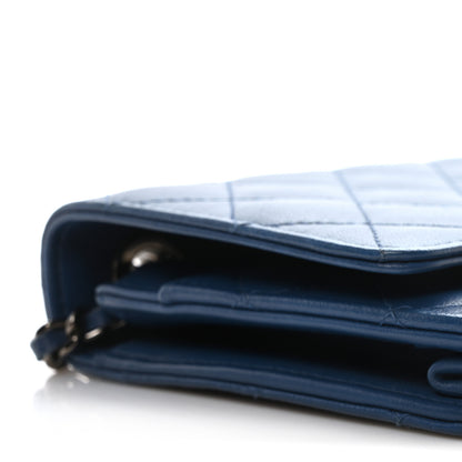 Chanel Lambskin Quilted Trendy CC Wallet On Chain WOC Blue 10 of 12