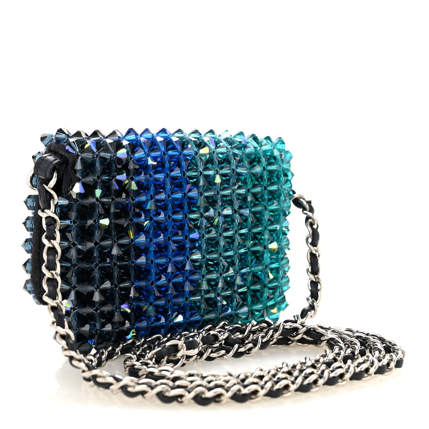 Chanel Crystal Mini Flap Blue Green 3 of 11