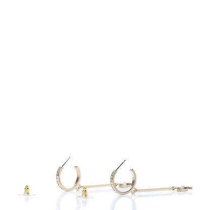 Chanel Crystal Lock Symbols Logo CC Hoop Drop Earrings Gold 3 of 5