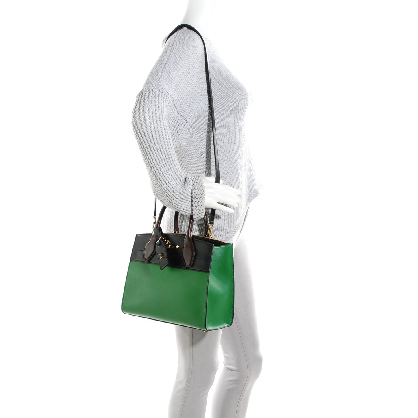 Calfskin City Steamer PM Noir Vert Acide