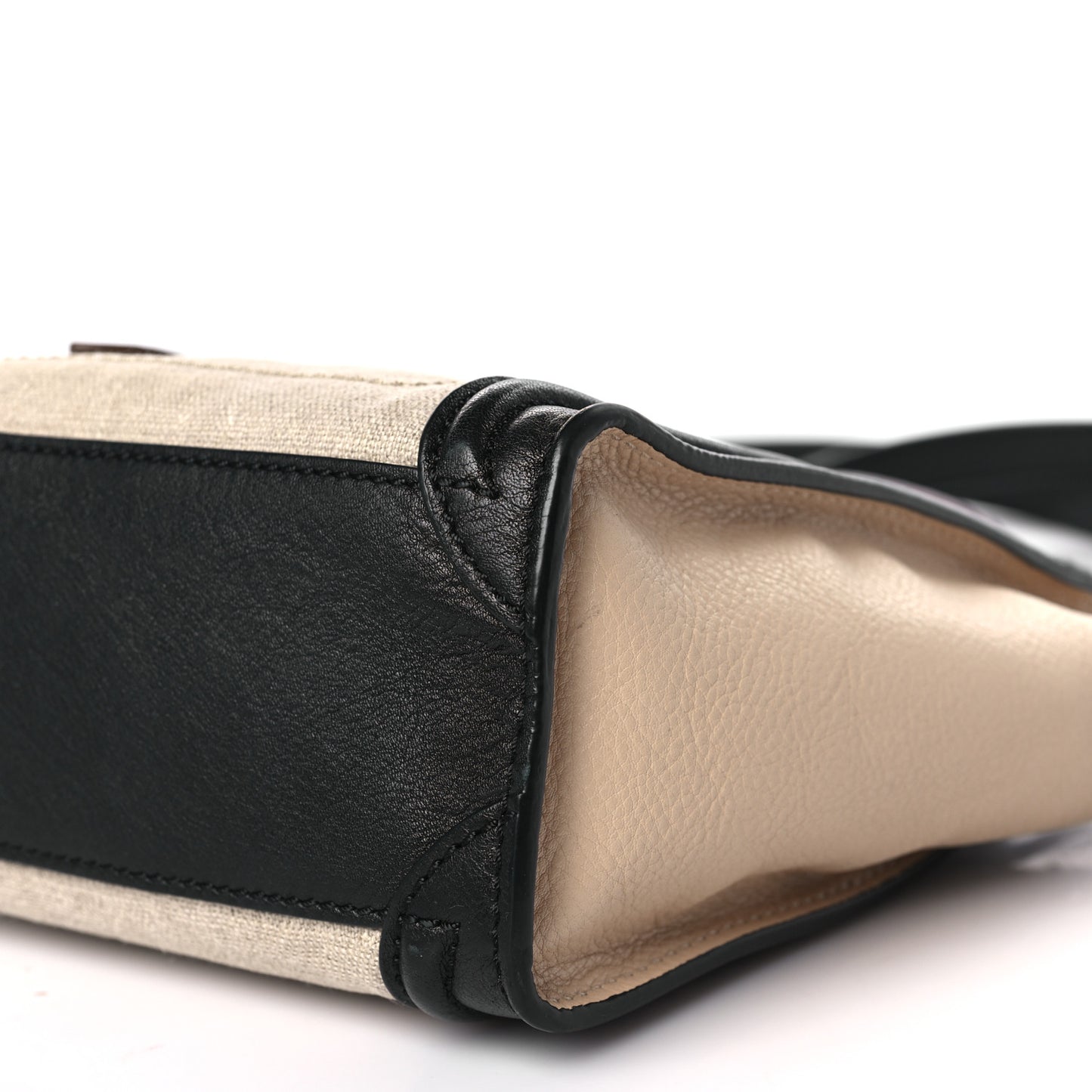 Canvas Smooth Calfskin Nano Tri-Color Luggage Natural Black Tan