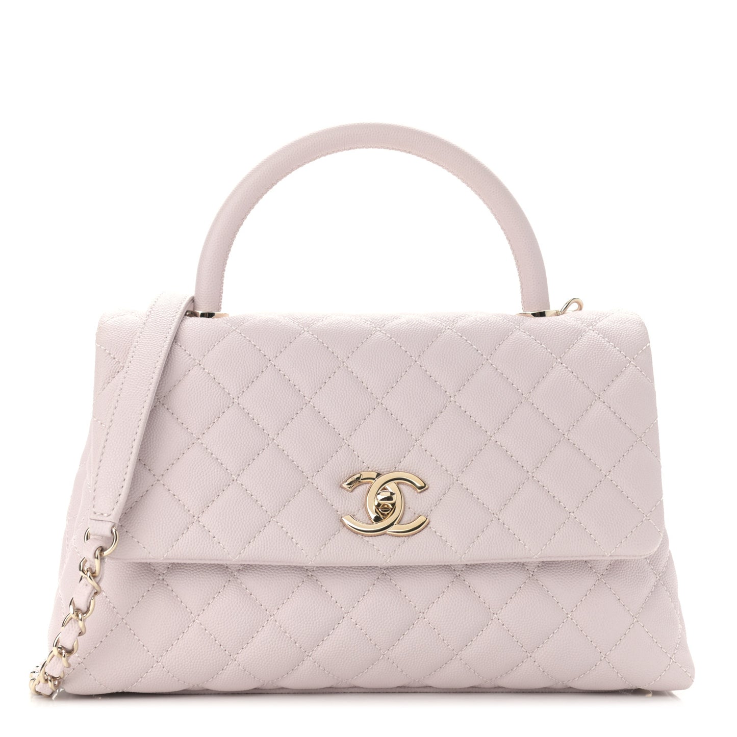 Caviar Quilted Small Coco Handle Flap Light Pink