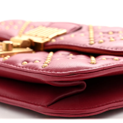 Christian Dior Lambskin Cannage Studded Small Dioraddict Flap Bag Red 10 of 11