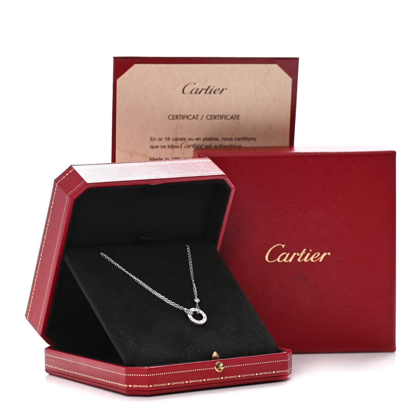 18K White Gold 2 Diamond LOVE Necklace