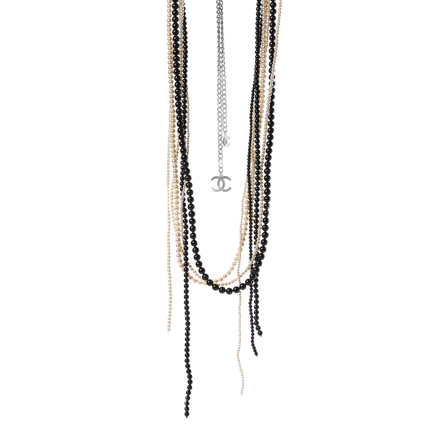 Chanel Pearl Beaded CC Multistrand Necklace Gold Black White 1 of 4