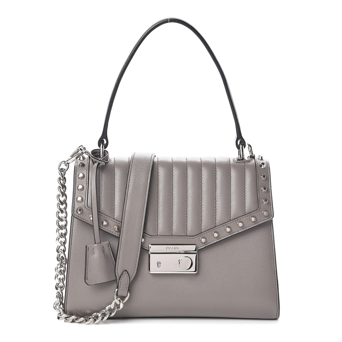 Glace Calfskin Studded Sound Shoulder Bag Argilla