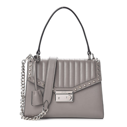 Prada Glace Calfskin Studded Sound Shoulder Bag Argilla 1 of 9