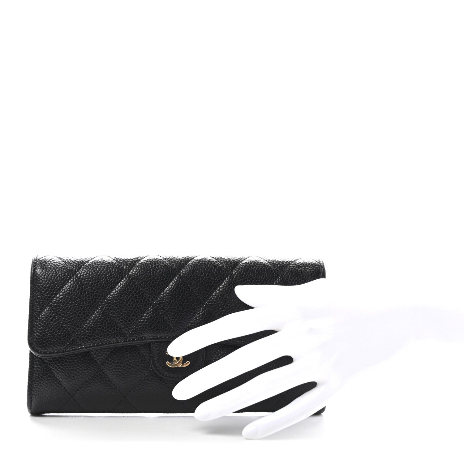 Chanel Caviar Quilted Large Gusset Flap Wallet Black 2 of 8
