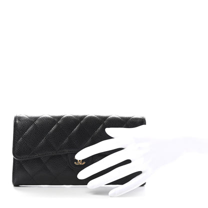 Chanel Caviar Quilted Large Gusset Flap Wallet Black 2 of 8