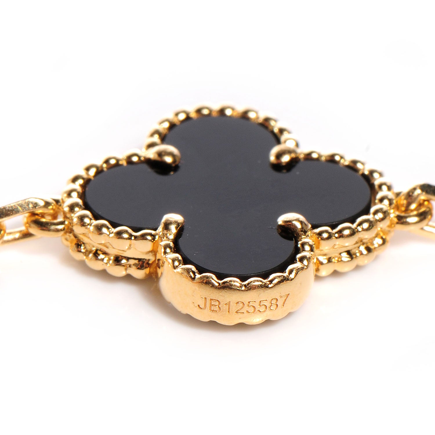 Van Cleef & Arpels 18K Yellow Gold Black Onyx 20 Motifs Vintage Alhambra Necklace 5 of 7