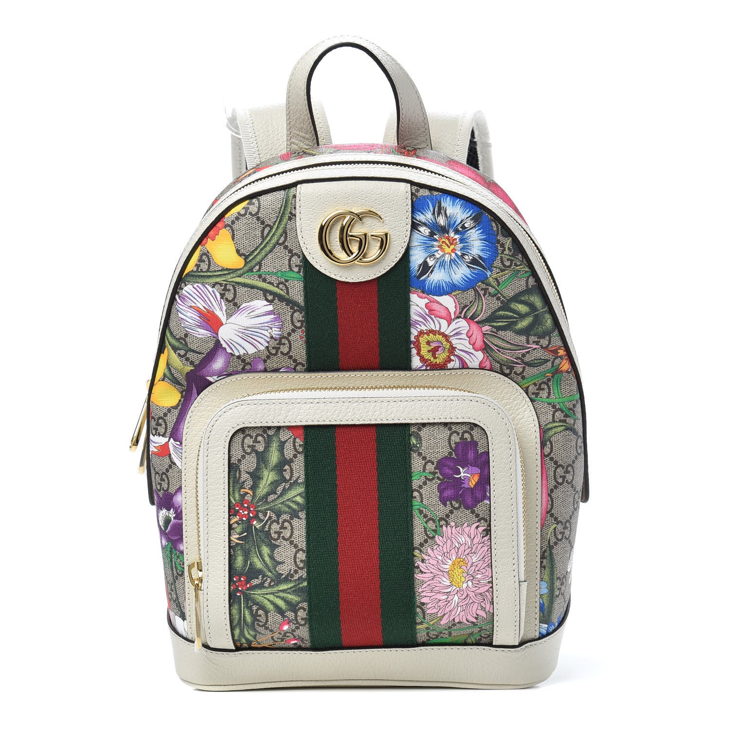 Gucci GG Supreme Monogram Flora Web Small Ophidia Day Backpack White 1 of 8