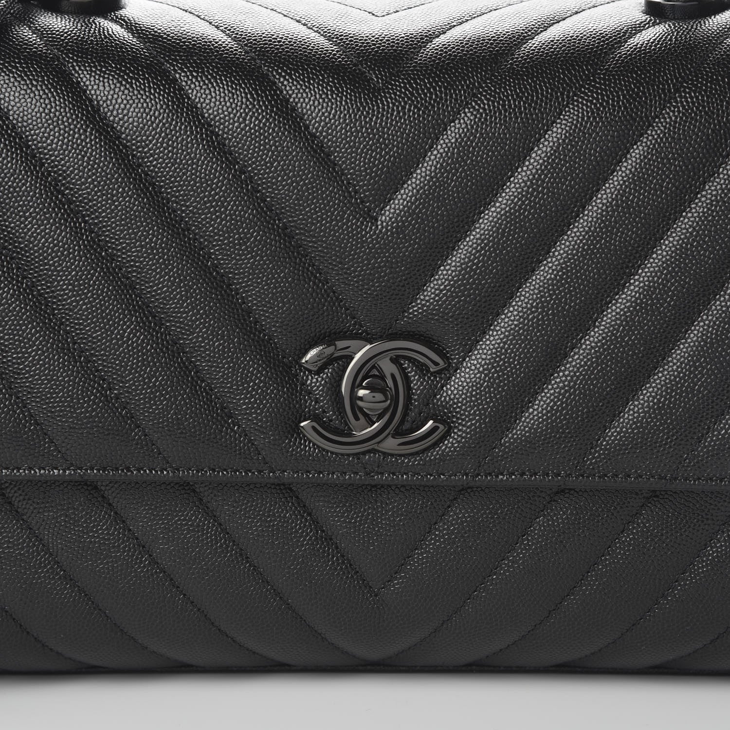 Chanel Caviar Chevron Quilted Small Coco Handle Flap So Black 10 of 11