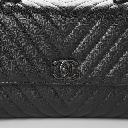 Chanel Caviar Chevron Quilted Small Coco Handle Flap So Black 10 of 11