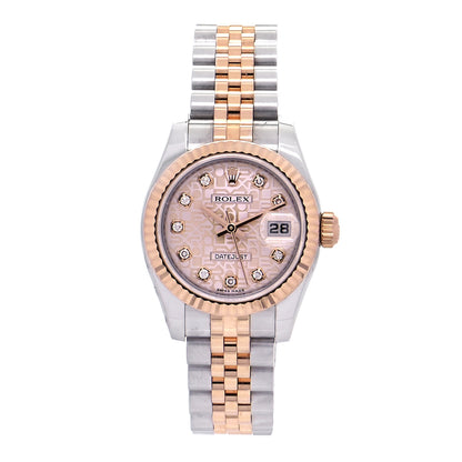 Rolex Stainless Steel 18K Everose Gold Diamond 26mm Oyster Perpetual Datejust Watch Pink Jubilee 179171 1 of 9