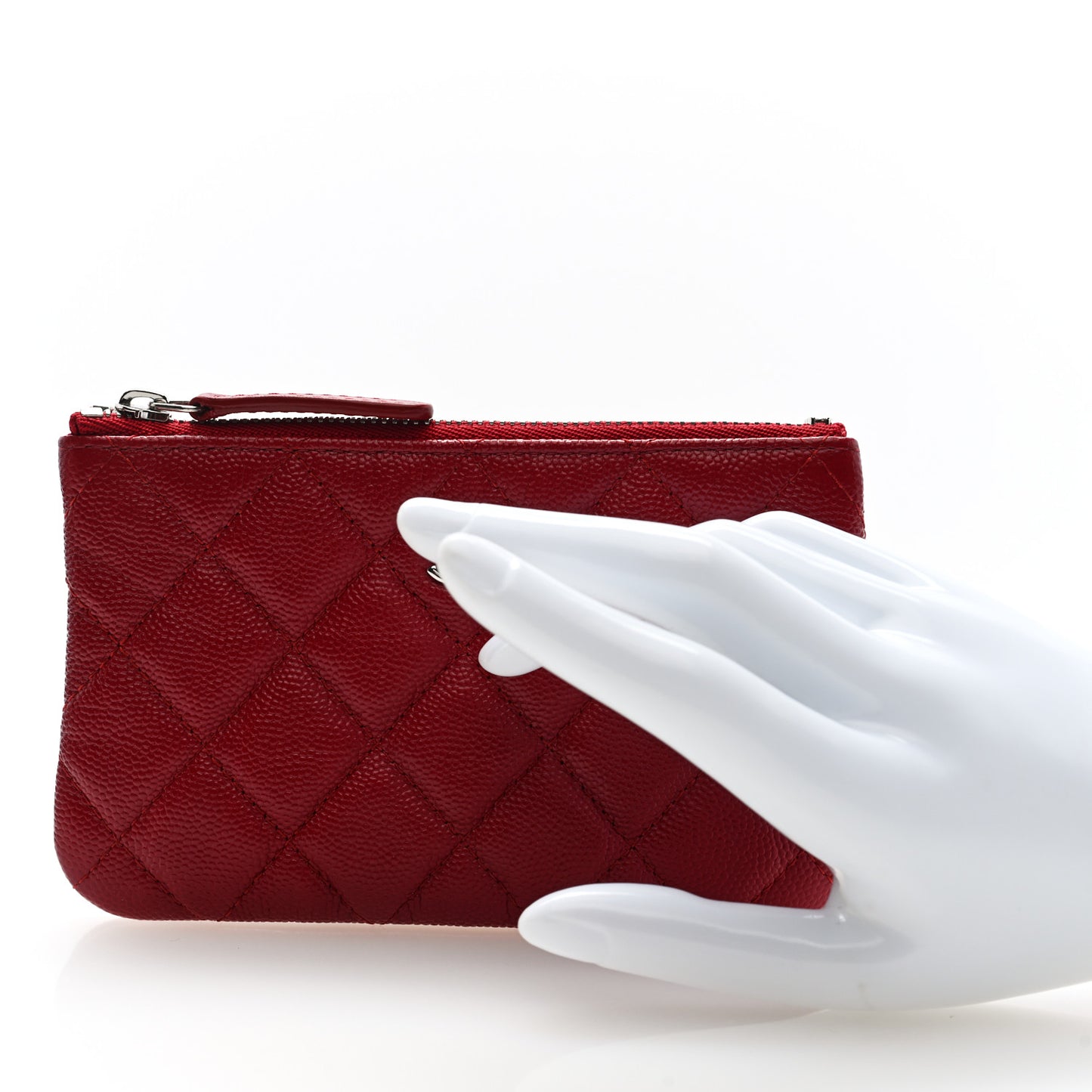 Caviar Quilted Small Cosmetic Case Red