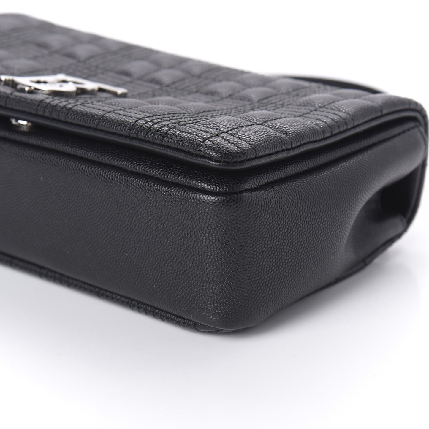 Grainy Calfskin Quilted Lola Bag Black