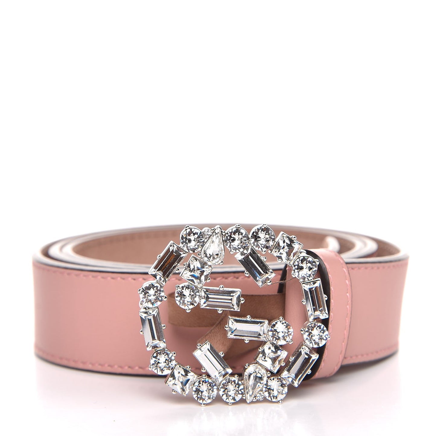 Calfskin Crystal Interlocking G Belt 90 36 Pink