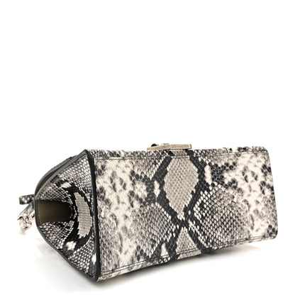 Balenciaga Calfskin Snake Effect Small Hourglass Top Handle Bag Black White 4 of 8