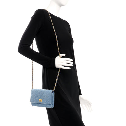 Chanel Denim Quilted Reissue Wallet On Chain WOC Blue 2 of 10