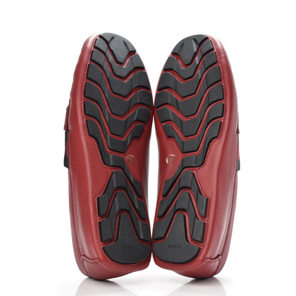 Gucci Calfskin Web Mens Driver Loafers 8.5 Red 6 of 10